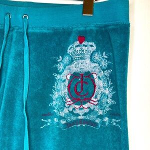 🩵💚Juicy Couture terry cloth pant✨ Women’s Sz Small. Rhinestones. Turquoise.